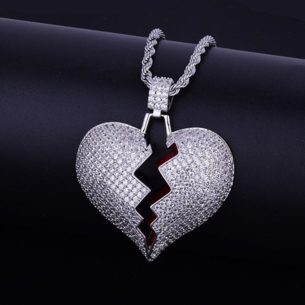 Lab Grown Diamond Round Cut Broken Heart Pendant For Men