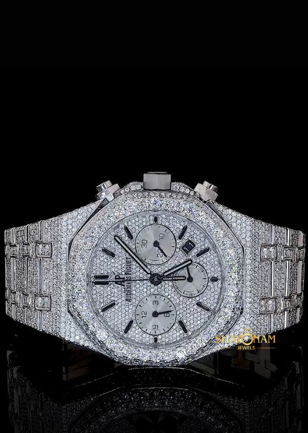 Iced Out Moissanite Diamond Royal Oak Luxury Watch For Men's