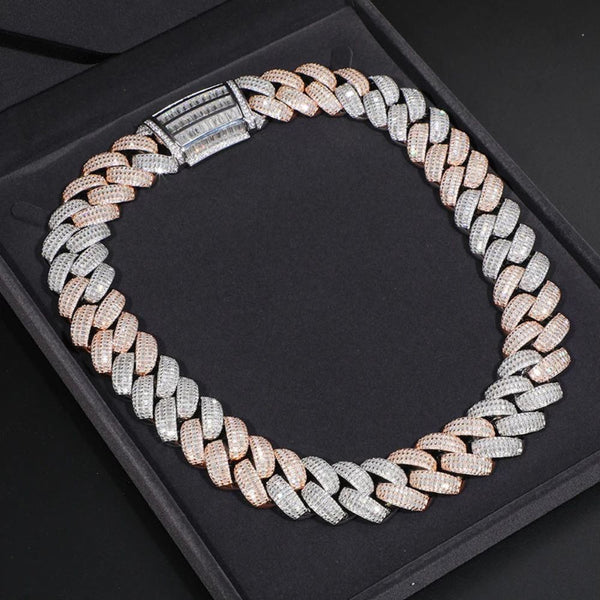 Men's Wear Baguette & Round Cut Lab Grown Diamond Miami Cuban Chain