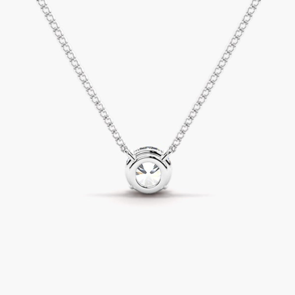 Colorless Moissanite Round Cut Basket Prong Solitaire Pendant