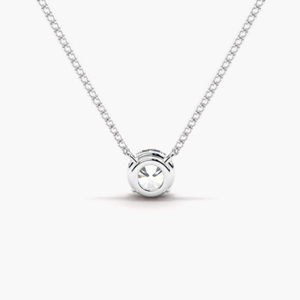 Colorless Moissanite Round Cut Basket Prong Solitaire Pendant