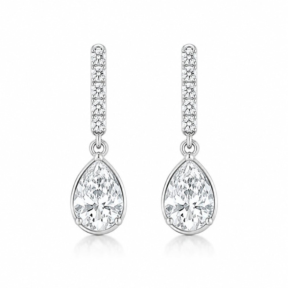 Elegant Pear Cut Moissanite Women's Drop Earrings For Birthday Gift