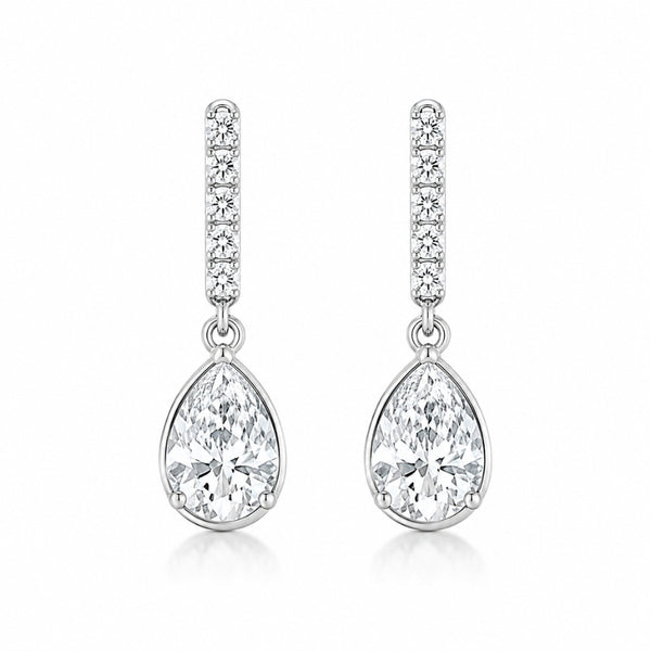 Elegant Pear Cut Moissanite Women's Drop Earrings For Birthday Gift
