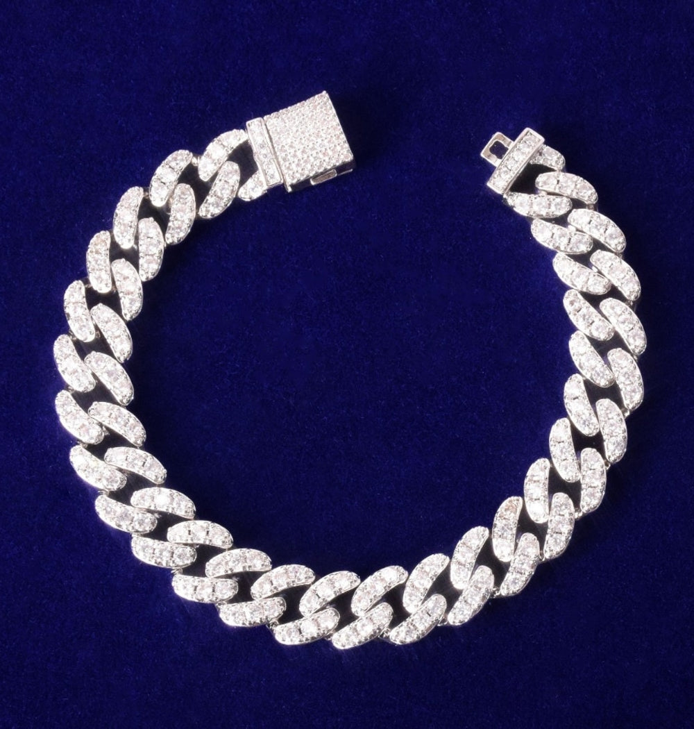 Iced Out Moissanite Miami Cuban Link Men's Hip Hop Bracelet