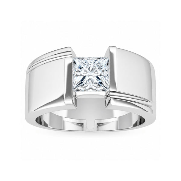 Princess Cut Bar Set Solitaire Lab Grown Diamond Engagement Ring