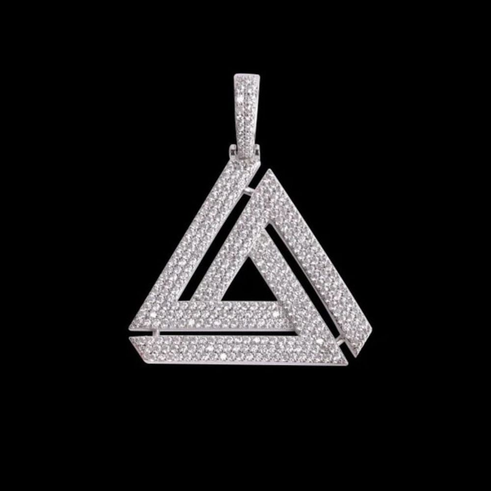 Round Cut Lab Grown Diamond Triangle Pyramid Hip Hop Pendant
