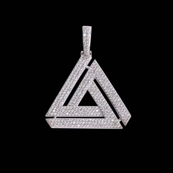 Round Cut Lab Grown Diamond Triangle Pyramid Hip Hop Pendant