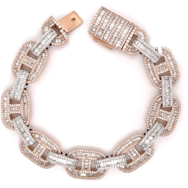 Baguette Cut  Moissanite G Link Hip Hop Bracelet