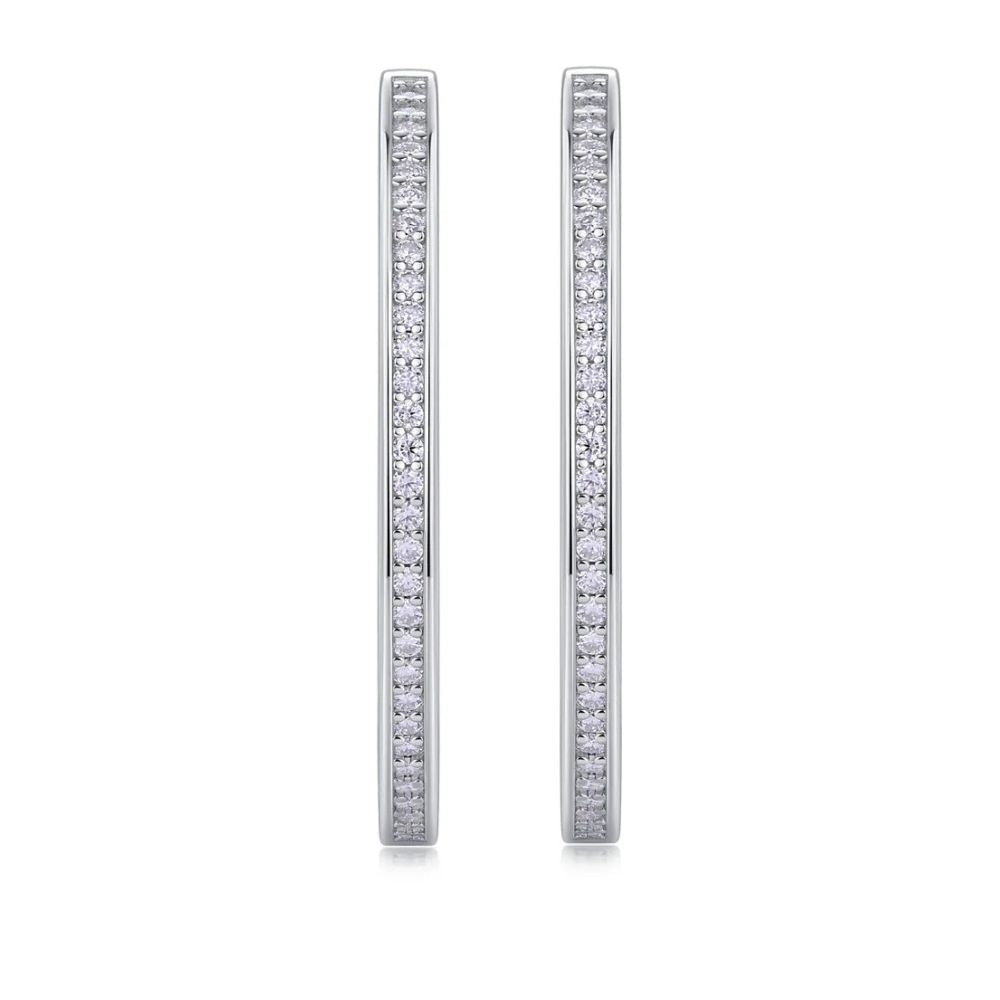 Round Cut Moissanite Pave Set Hoop Earrings