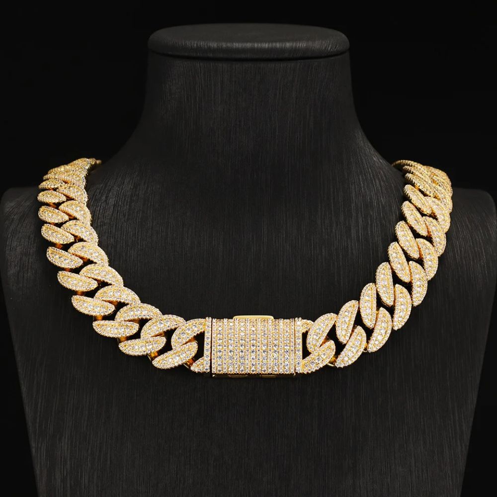 Lab Grown Diamond Round & Baguette Cut Iced Out Chain For Men