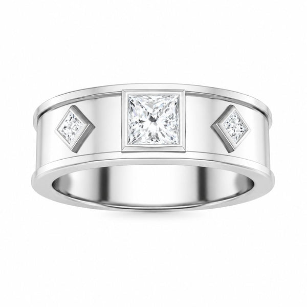 Princess Cut Lab Grown Diamond Bezel Set Wedding Band