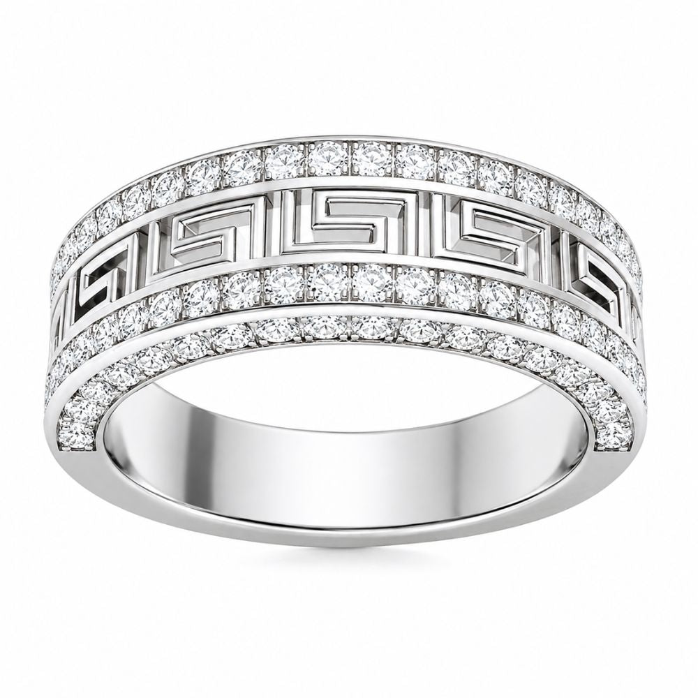 Round Cut Pave Set Lab Grown Diamond Wedding Band For Him