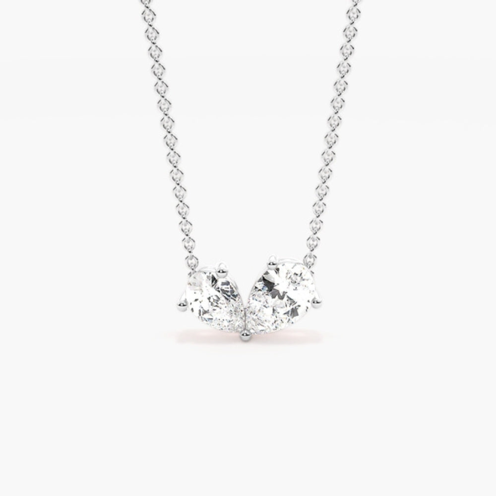 Pear Cut Moissanite Two Stone Pendant