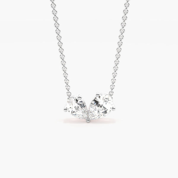 Pear Cut Moissanite Two Stone Pendant