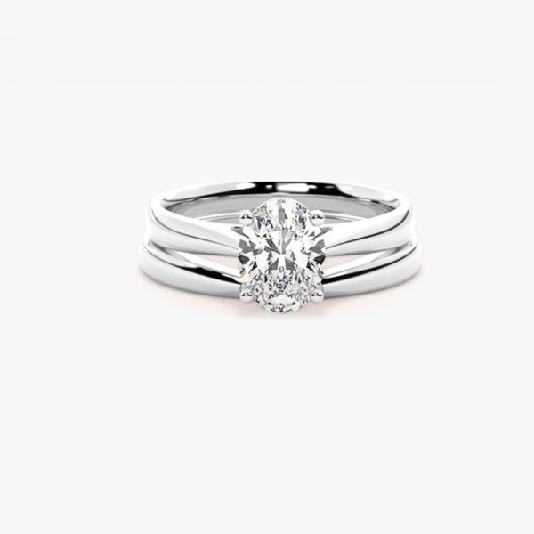 Oval Cut Moissanite Solitaire Bridal Ring Set