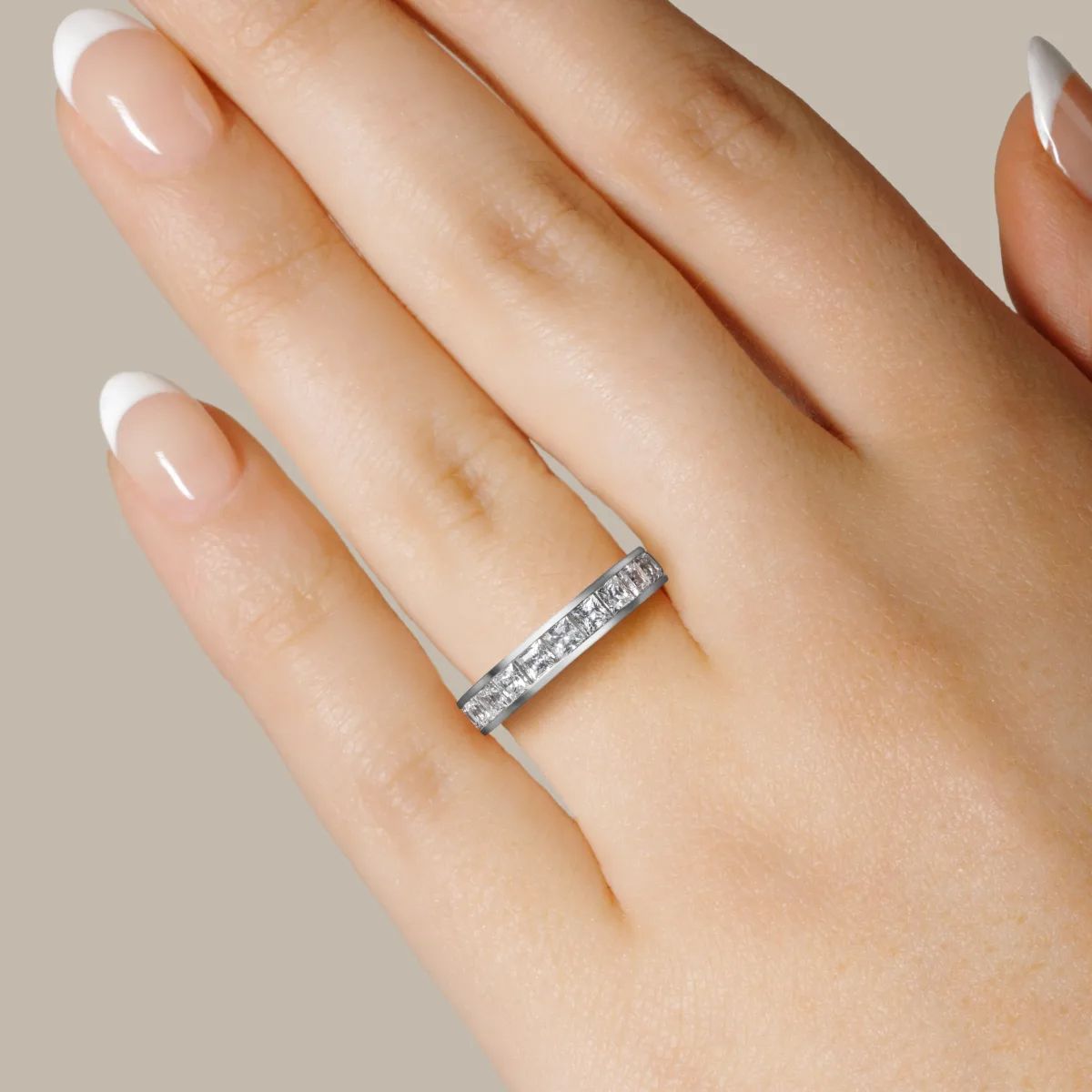 Princess Cut Channel Set Full Eternity Wedding Band