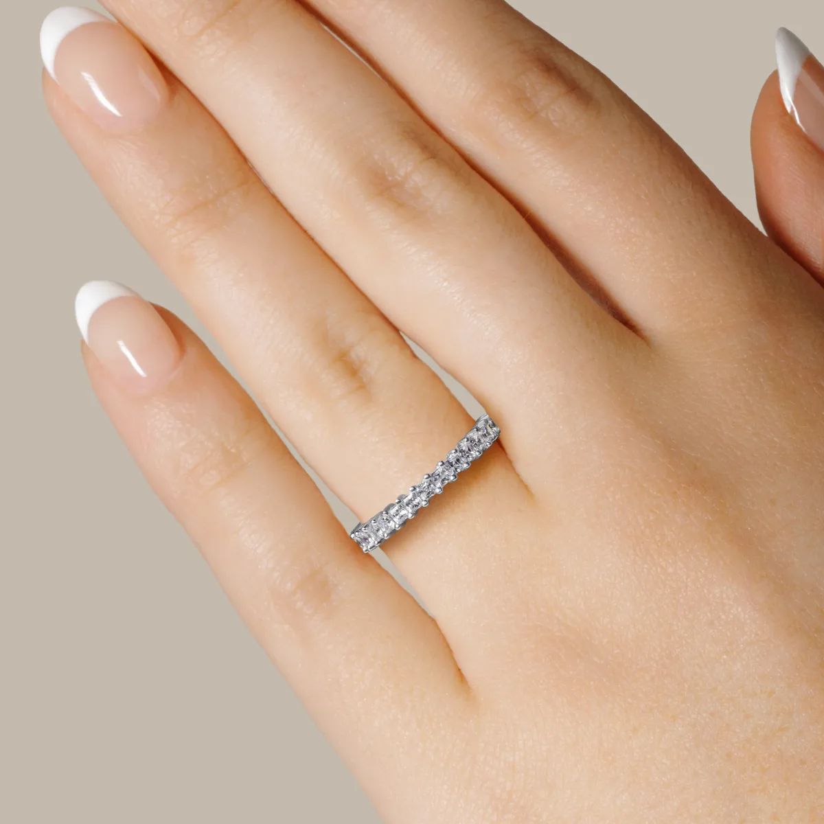 Princess Cut Semi Eternity Wedding Band for Her