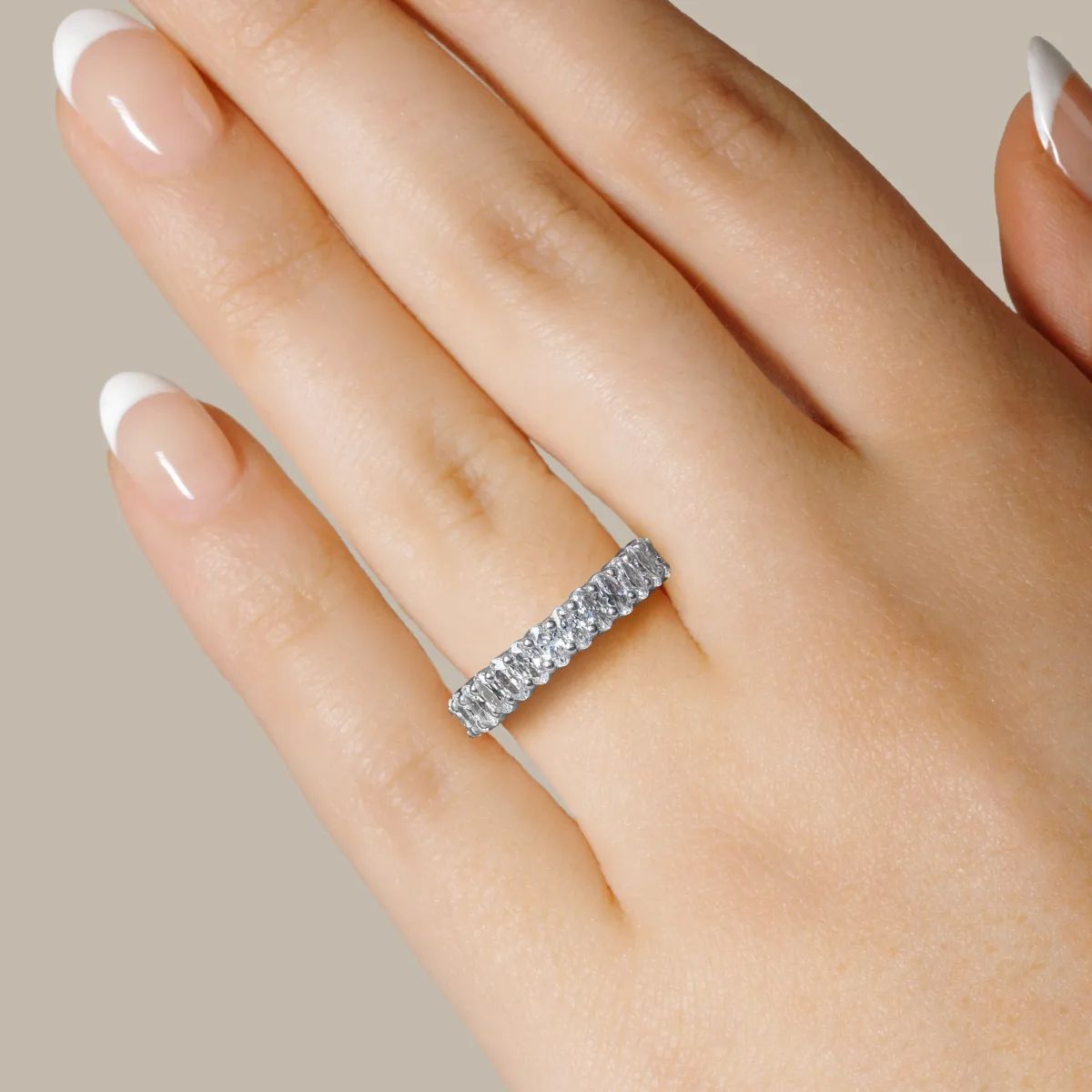 Oval Cut Semi Eternity Matching Wedding Band for Her