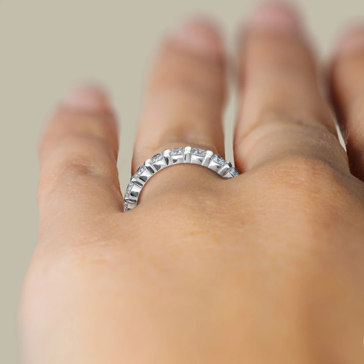 Round Cut Bar Set Full Eternity Wedding Band