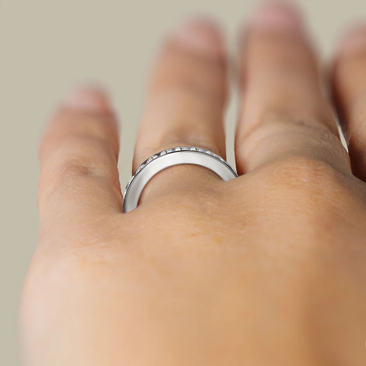 Princess Cut Channel Set Eternity Wedding Ring