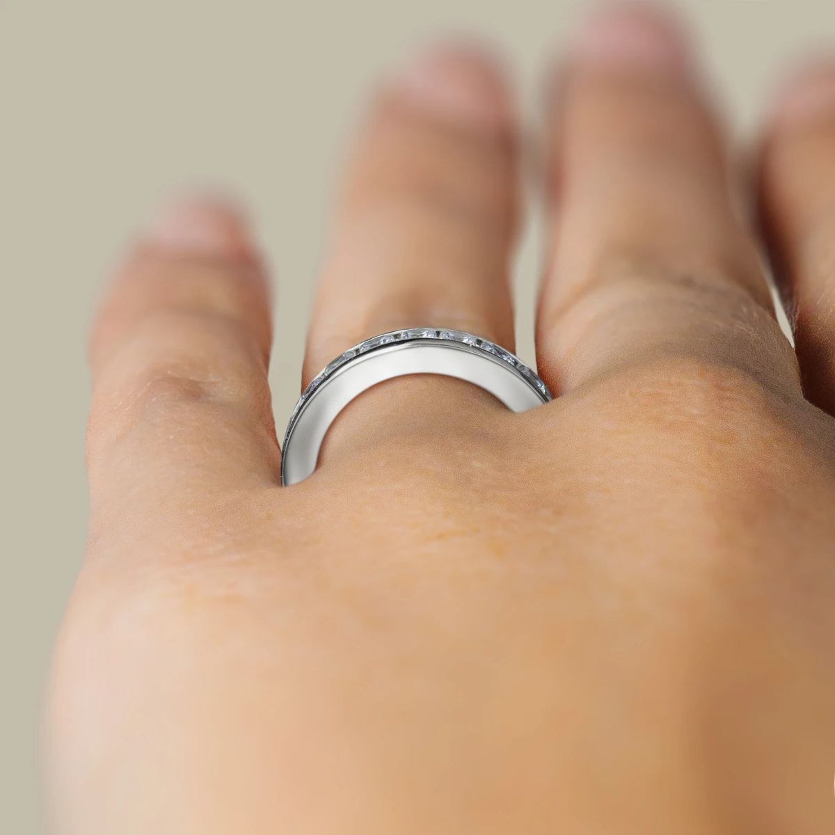 Princess Cut Channel Set Full Eternity Wedding Band