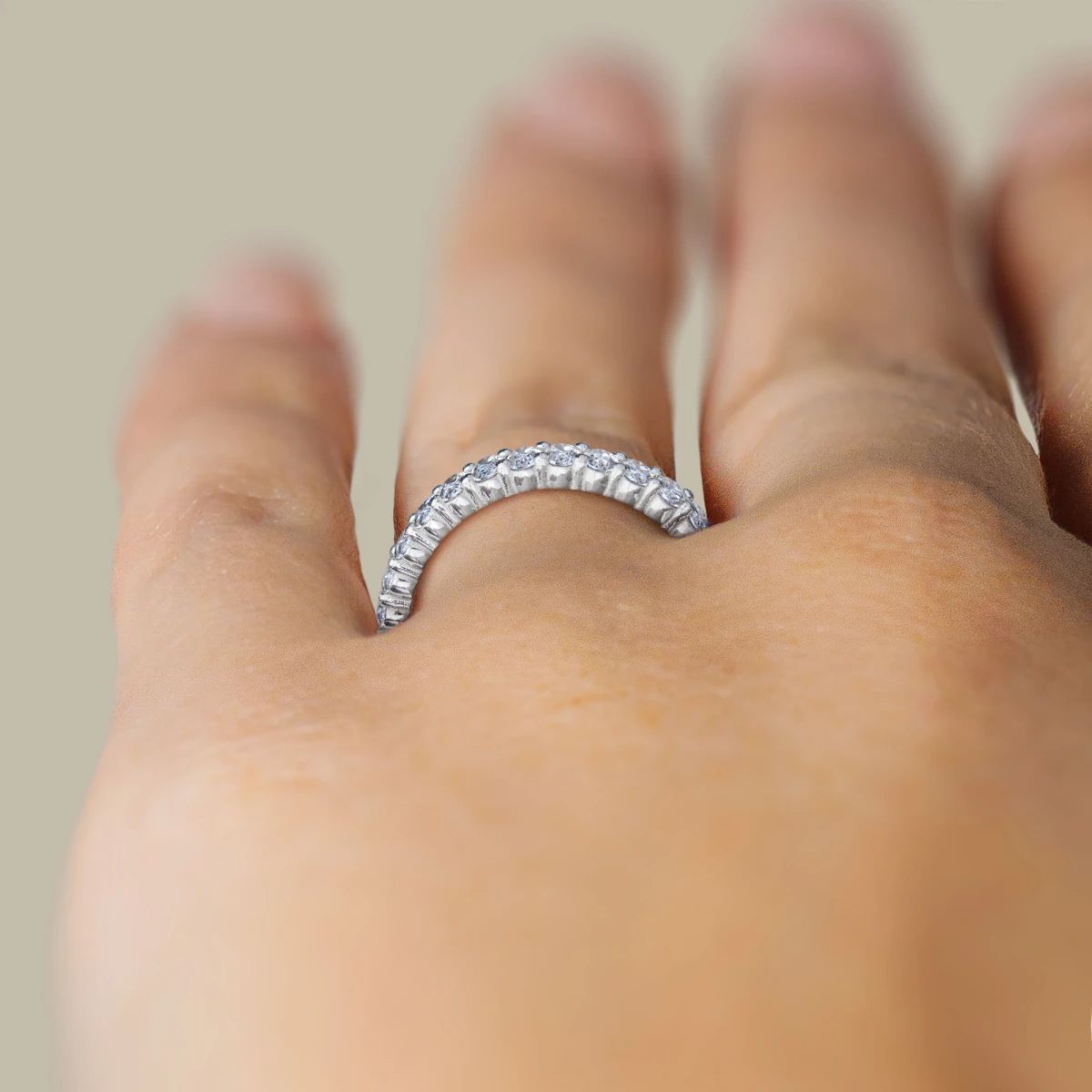 Oval Cut Semi Eternity Matching Wedding Band for Her