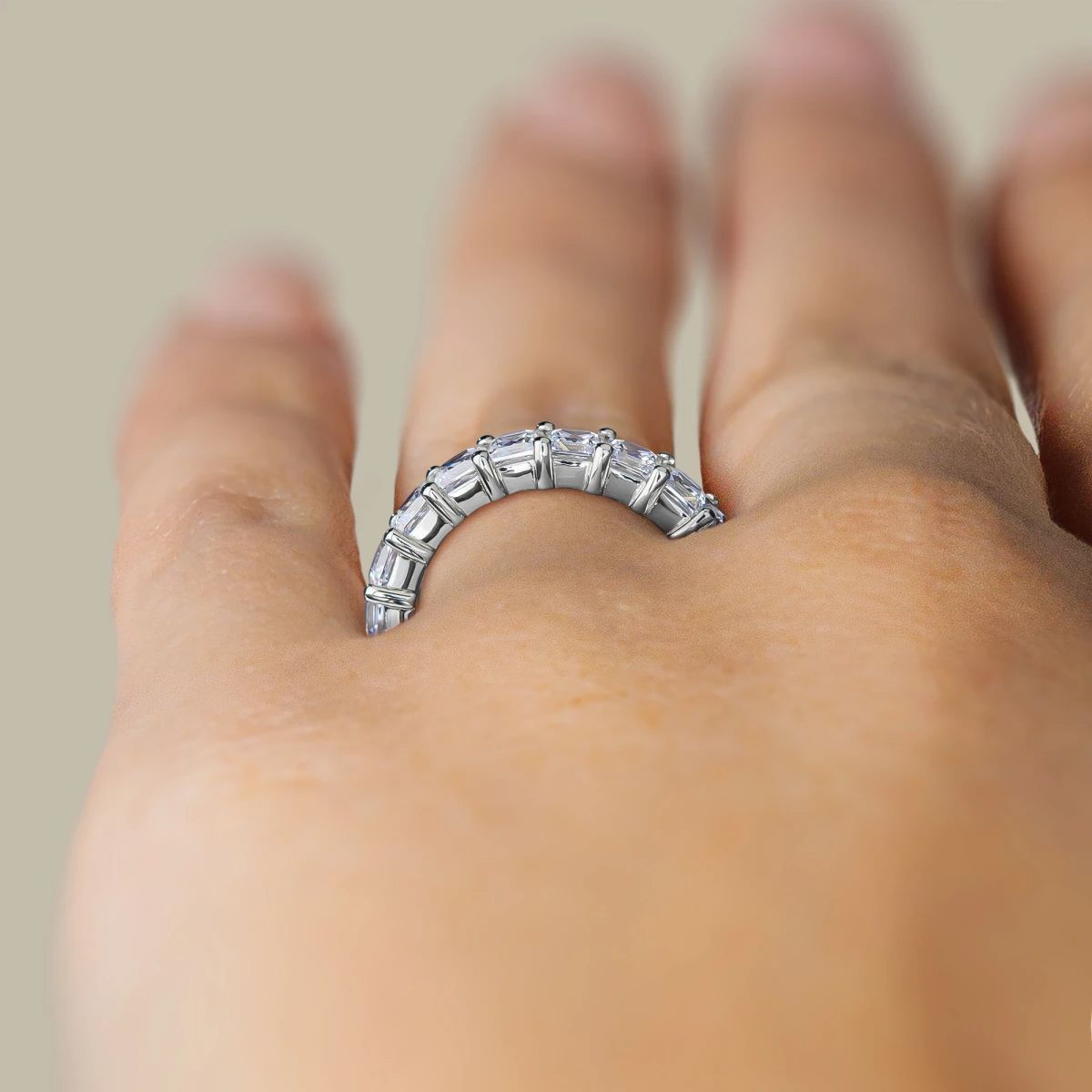 Princess Cut Semi Eternity Matching Wedding Band