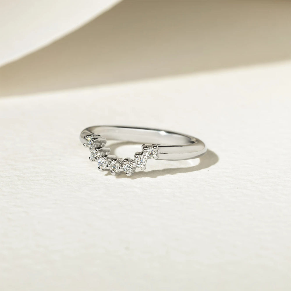 Moissanite Round Cut Curved Style Wedding Band For Women