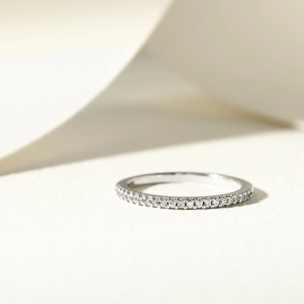 Round Cut Half Eternity Wedding Band For Women's