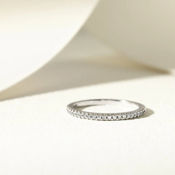 Round Cut Half Eternity Wedding Band For Women's