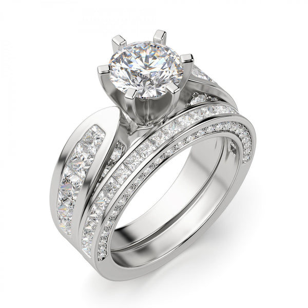 Brilliant Round Cut Art Deco Moissanite Engagement Ring