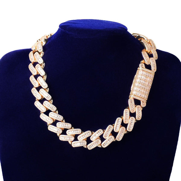 Iced Out Baguette Cut Moissanite Cuban Link Hip Hop Chain