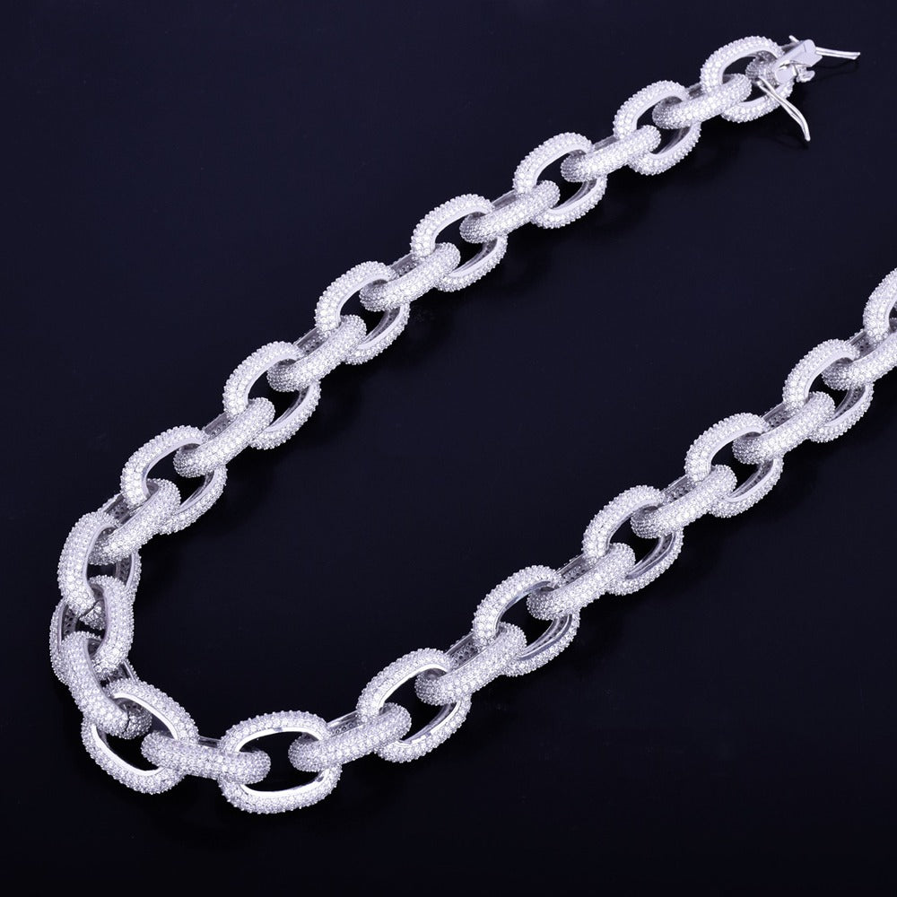 Moissanite Iced Out Rolo Link Hip Hop Rapper Chain