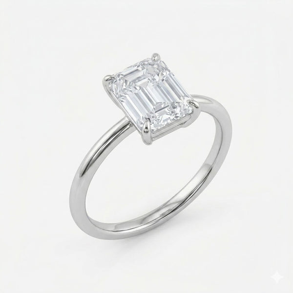 Emerald Cut Solitaire Lab Grown Diamond Engagement Ring