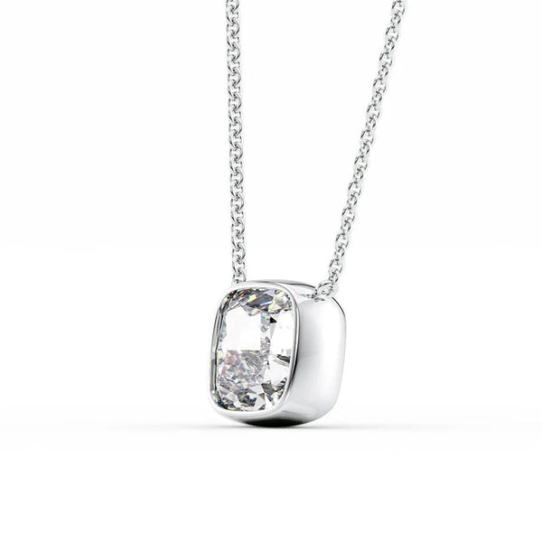 Cushion Cut Moissanite Bezel Set Pendant