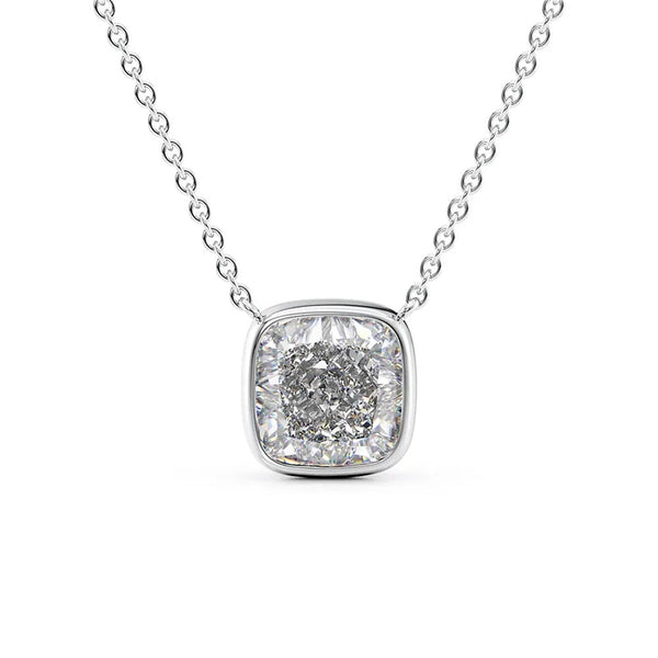 Cushion Cut Moissanite Bezel Set Pendant
