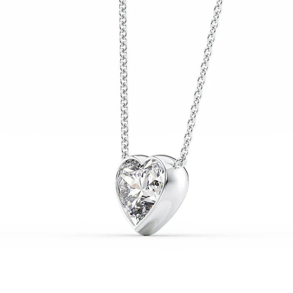 Heart Cut Moissanite Solitaire Bezel Set Pendant