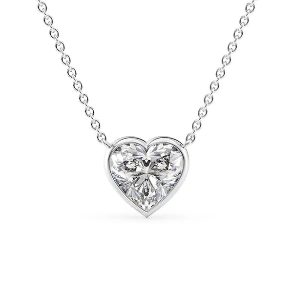 Heart Cut Moissanite Solitaire Bezel Set Pendant