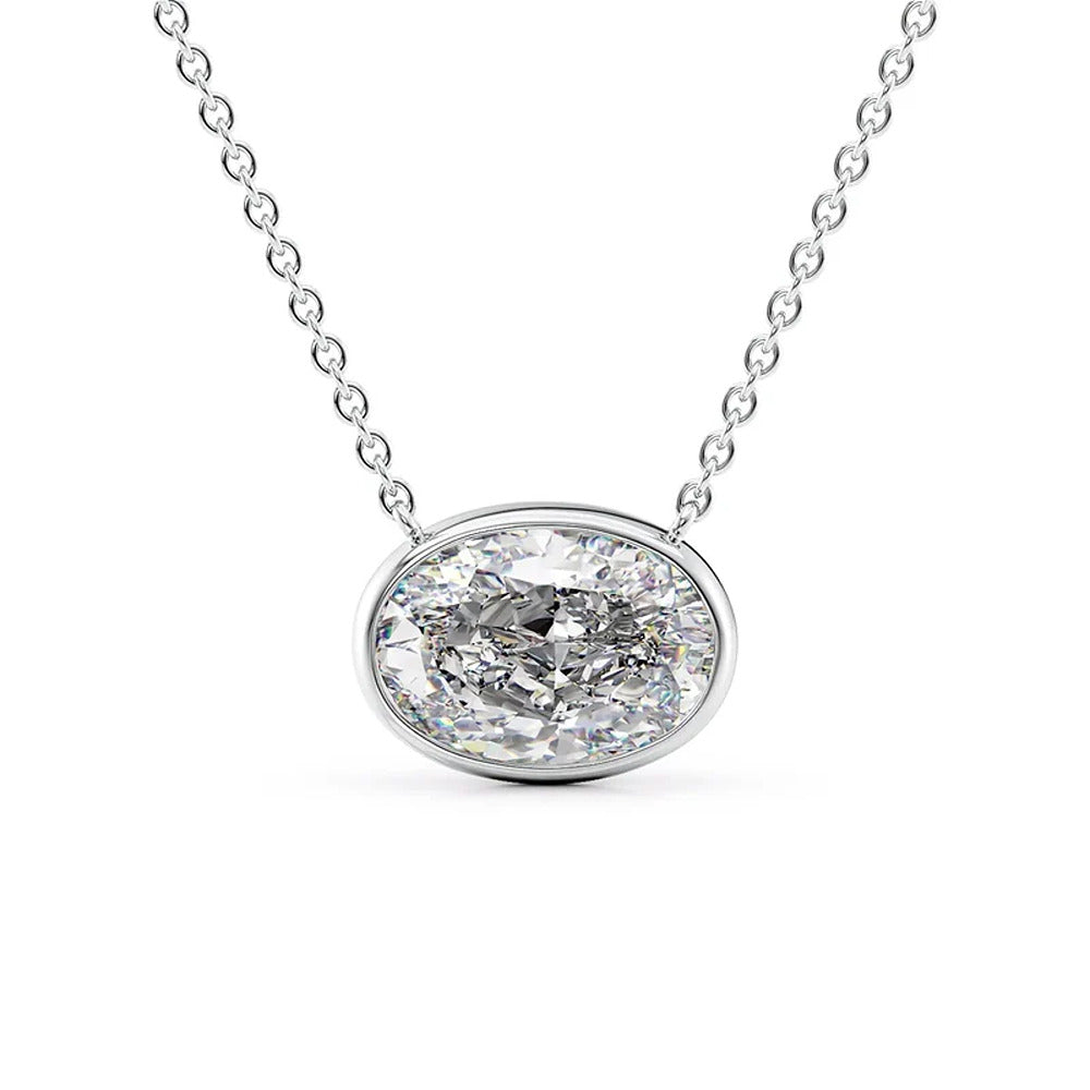 Oval Cut Bezel Set Moissanite Solitaire Pendant