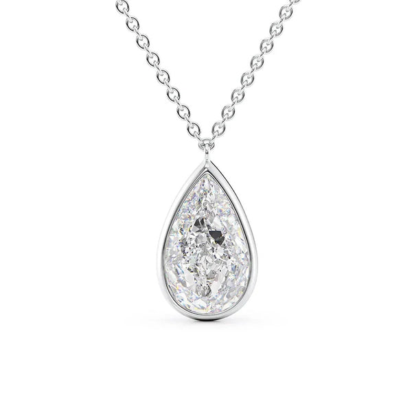 Pear Cut Bezel Set Moissanite Solitaire Pendant For Her