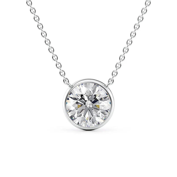 Moissanite Round Cut Bezel Set Pendant