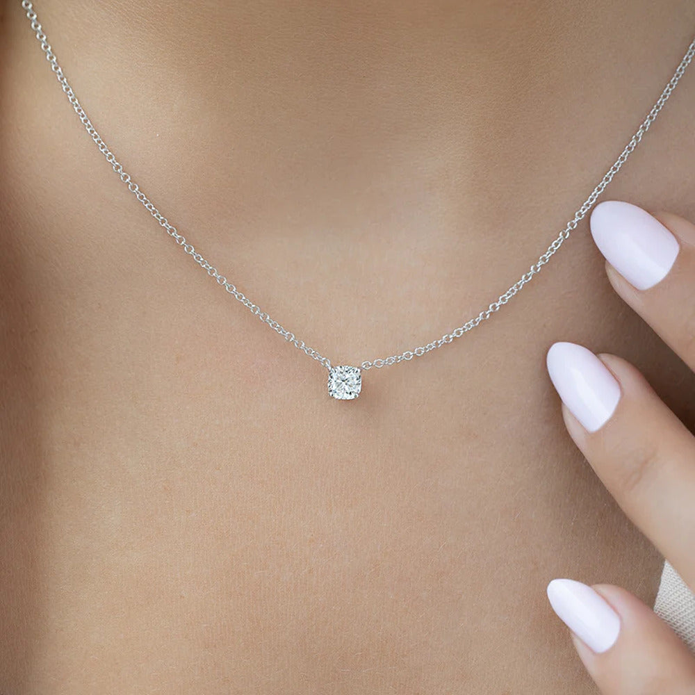 VVS1 Moissanite Cushion Cut Pendant