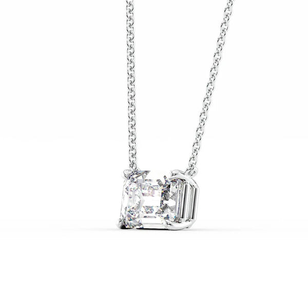 Moissanite East To West Emerald Solitaire Pendant