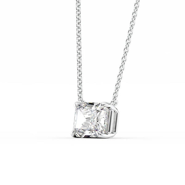 East To West Radiant Cut Moissanite Solitaire Pendant