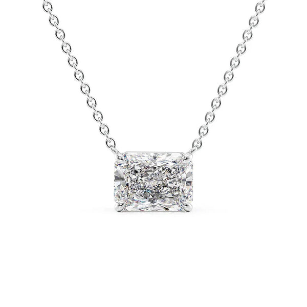 East To West Radiant Cut Moissanite Solitaire Pendant