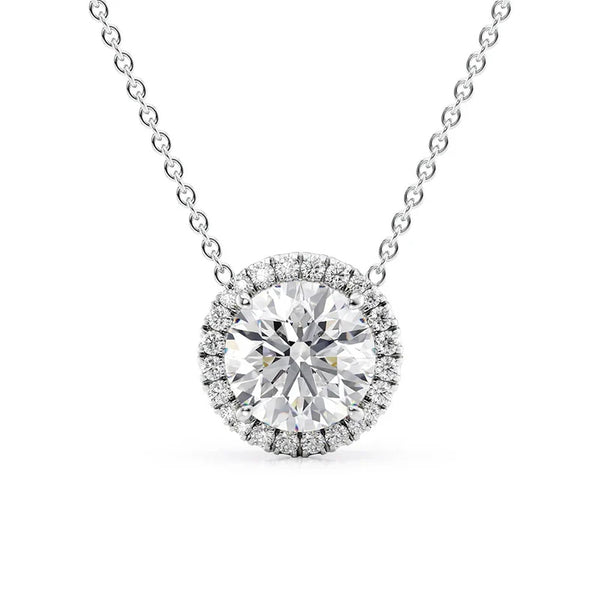 Round Cut Moissanite Halo Pendant