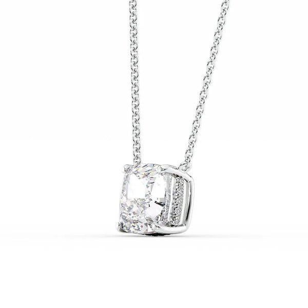 Cushion Cut Moissanite Hidden Halo Pendant