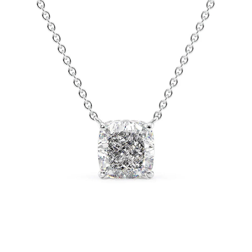 Cushion Cut Moissanite Hidden Halo Pendant