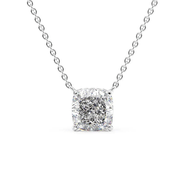 Cushion Cut Moissanite Hidden Halo Pendant