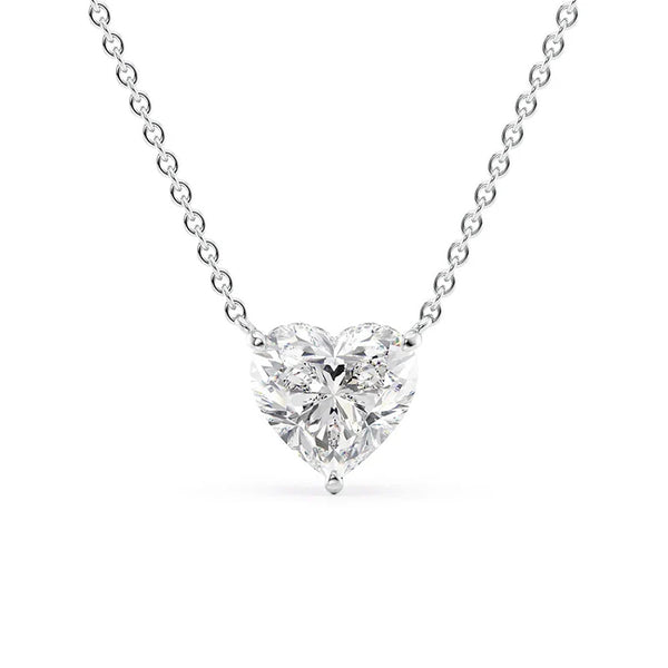 Heart Cut Moissanite Hidden Halo Pendant For Her